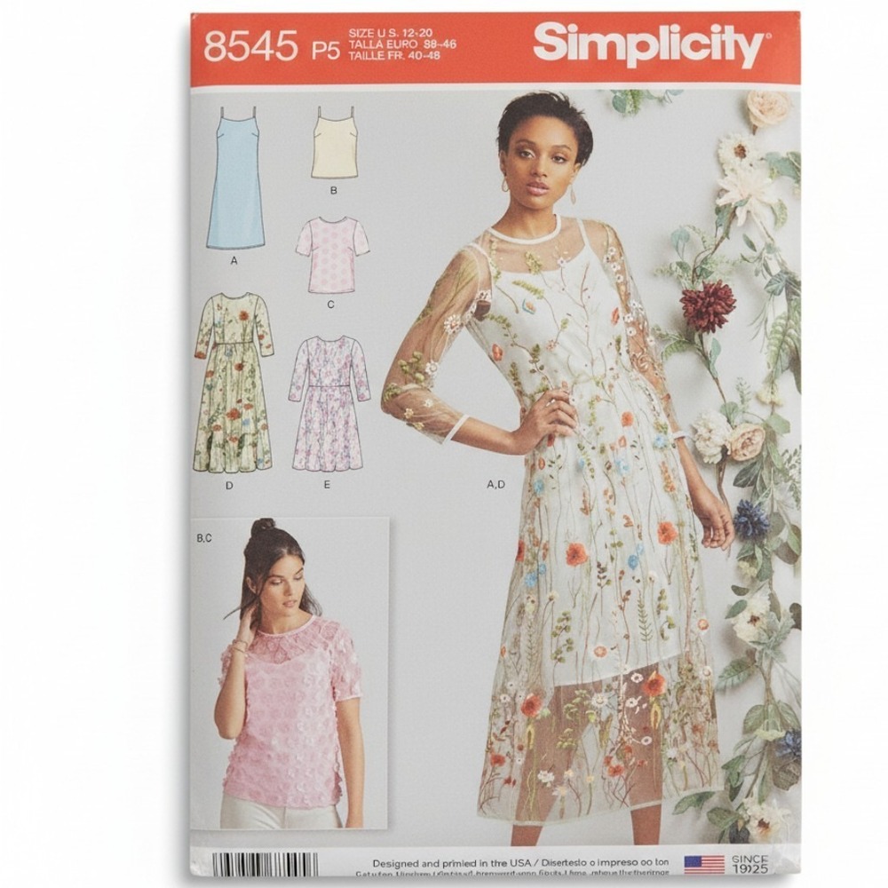 Simplicity 8545 Petite Dress Overdress Camisole Sewing Pattern Size 12-20 Uncut
